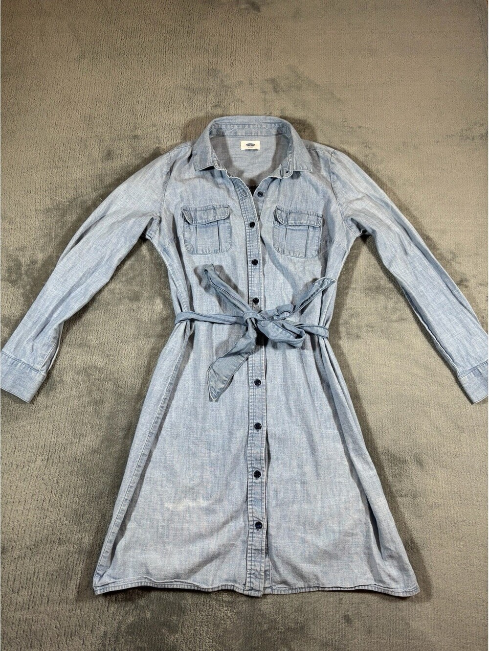Old Navy Womens Light Wash Chambray 100 Percent Cotton Shirt Dress Blue Size XS